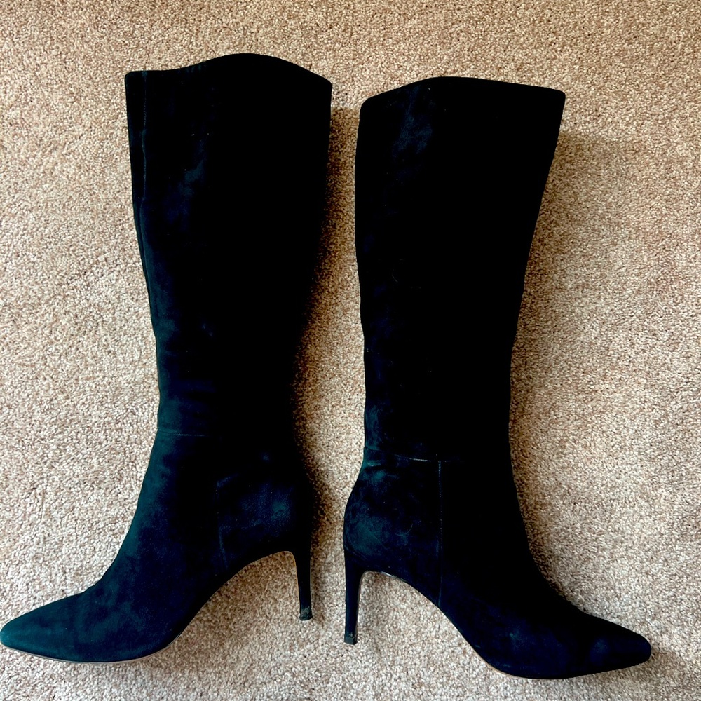 Elegant Black Suede Knee-High Women's Boots